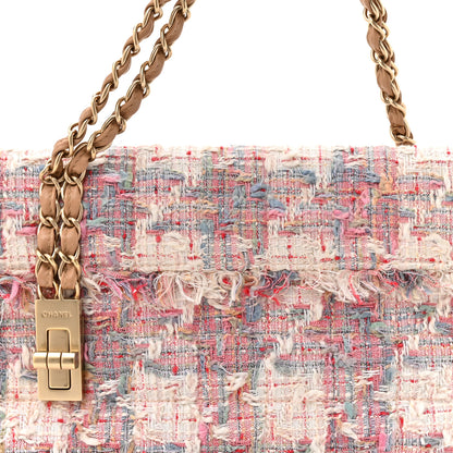 Chanel Tweed Vertical Lock Flap Bag Pink Multicolor 7 of 10