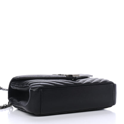 Saint Laurent Sheepskin Matelasse Chevron Monogram Medium College Bag Black 3 of 4