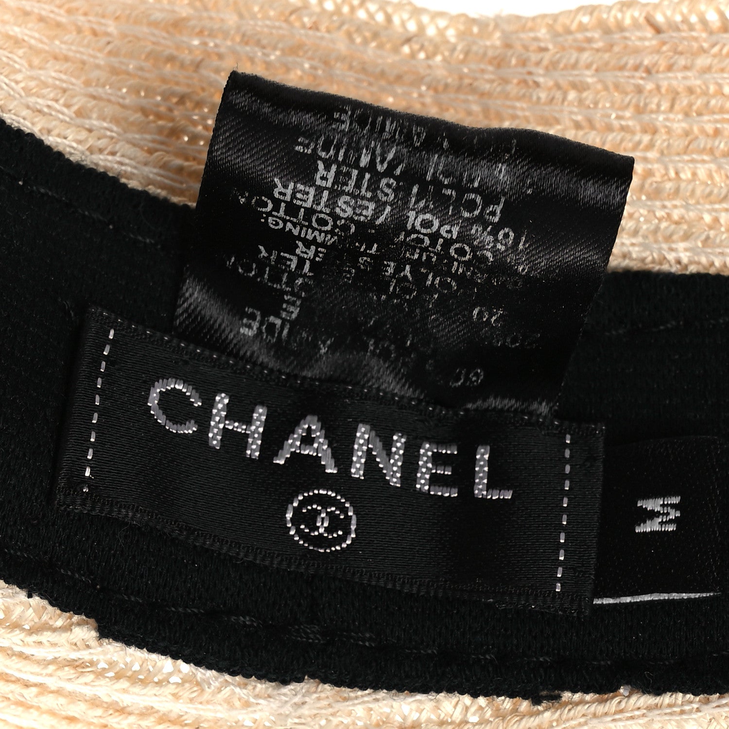Chanel Straw Tweed Wide Brim Visor M Beige White 8 of 10