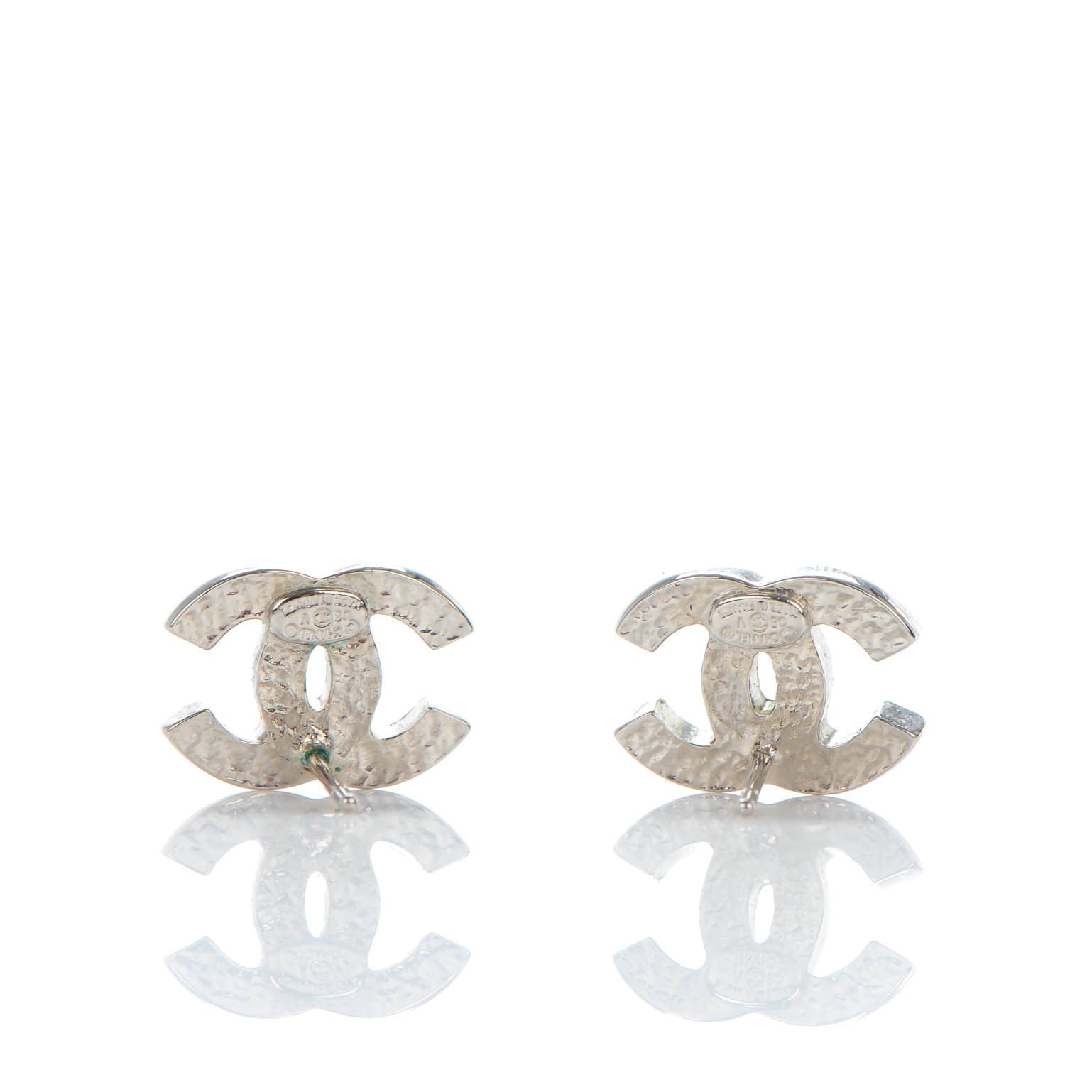 Chanel Crystal Timeless CC Earrings Silver 3 of 5