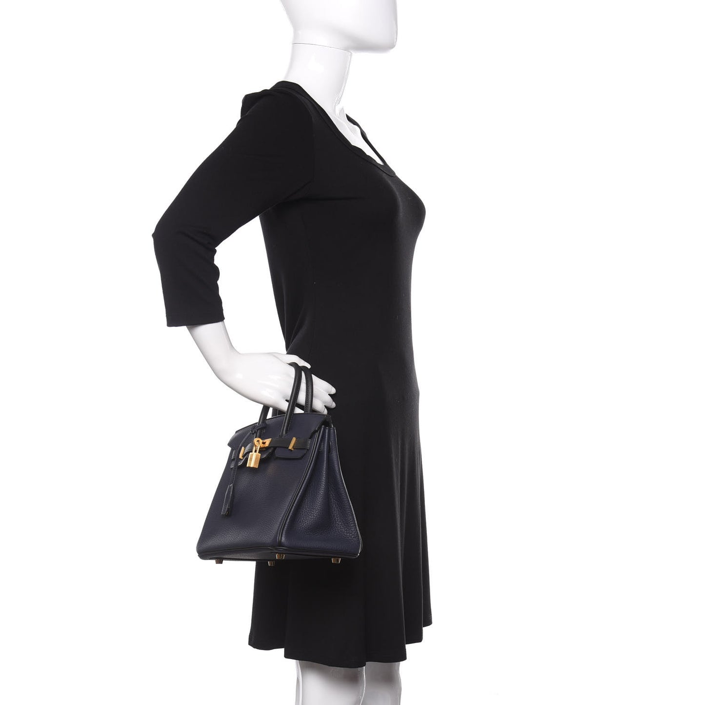 Togo Horseshoe Birkin 25 Bleu Nuit Black