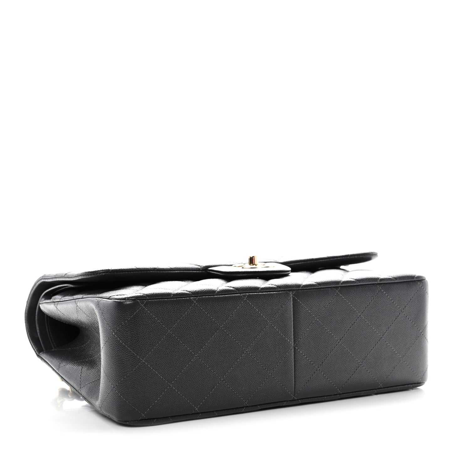 Caviar Quilted Jumbo Double Flap Dark Grey
