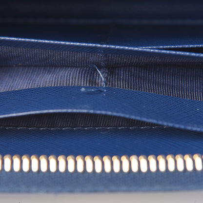 Prada Saffiano Metal Zip Around Wallet Baltico 7 of 15