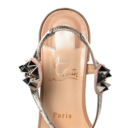 Christian Louboutin Studded Lame Metallic Patent Kaleitop T-Strap Sandals 38.5 Doudou 7 of 8