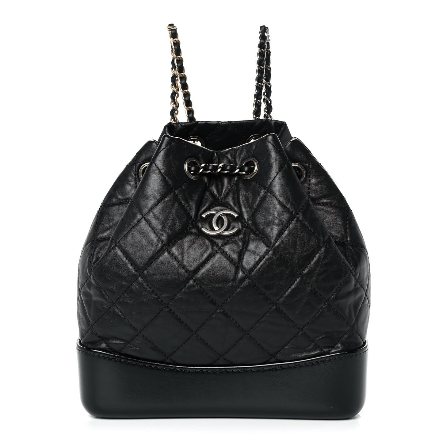 Aged Calfskin Quilted Small Gabrielle Backpack Black