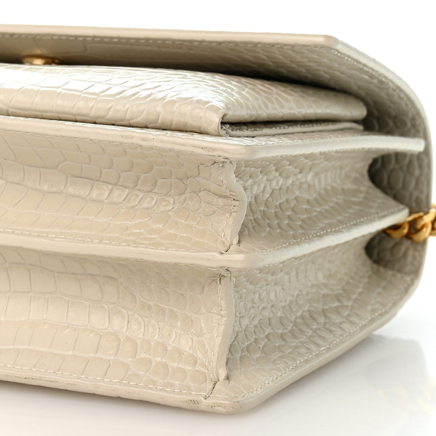 Calfskin Crocodile Embossed Medium Monogram Sunset Blanc Vintage