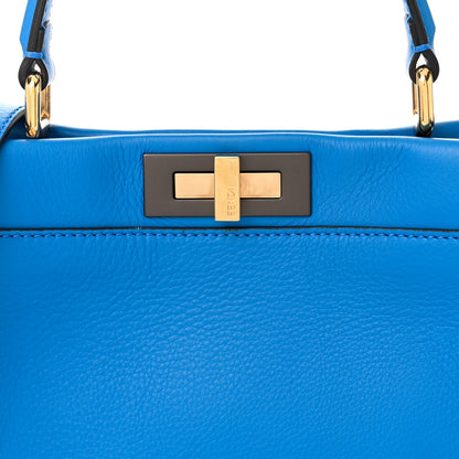 Fendi Vitello Seta Medium Peekaboo Iconic Satchel Blue Royal 9 of 12