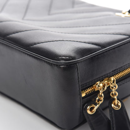 Chanel Lambskin Chevron Quilted Camera Case Black 13 of 15