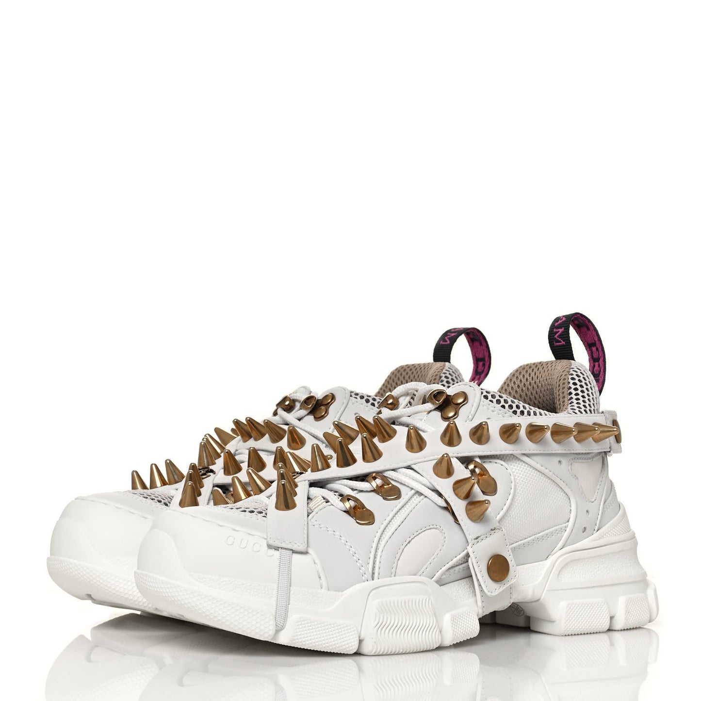 X SEGA Technical Canvas Calfskin Removable Studs Womens Flashtrek Sneakers 37.5 Great White