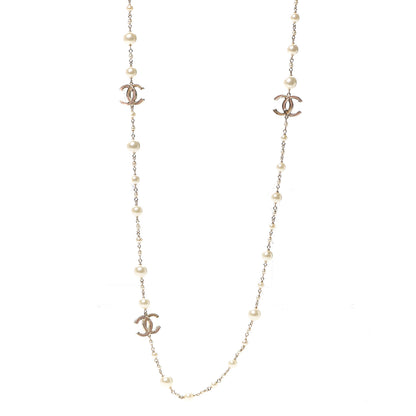Chanel Pearl Enamel CC Long Necklace Gold 1 of 3