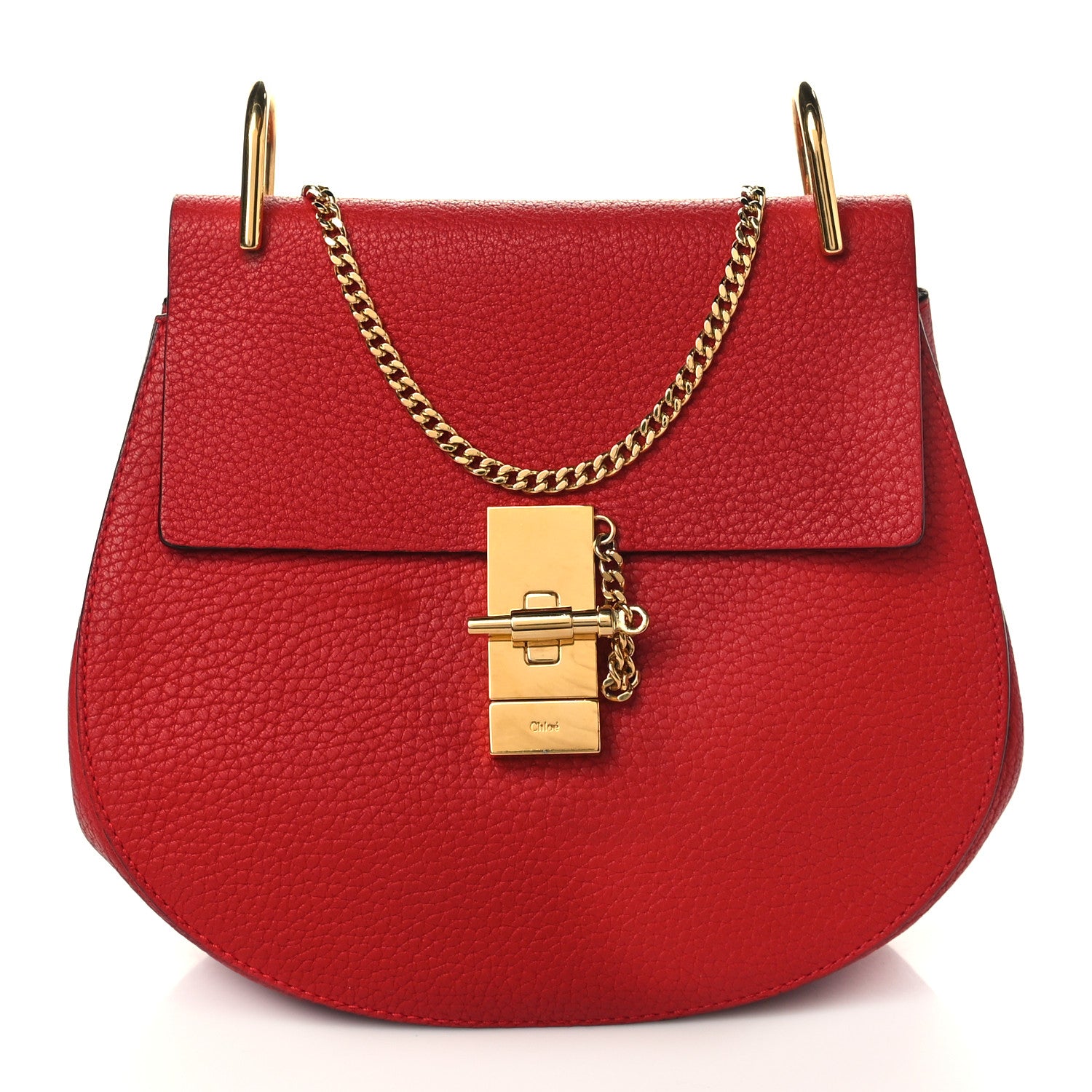 Chloe Grained Lambskin Mini Drew Shoulder Bag Plaid Red 1 of 8