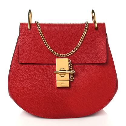 Chloe Grained Lambskin Mini Drew Shoulder Bag Plaid Red 1 of 8