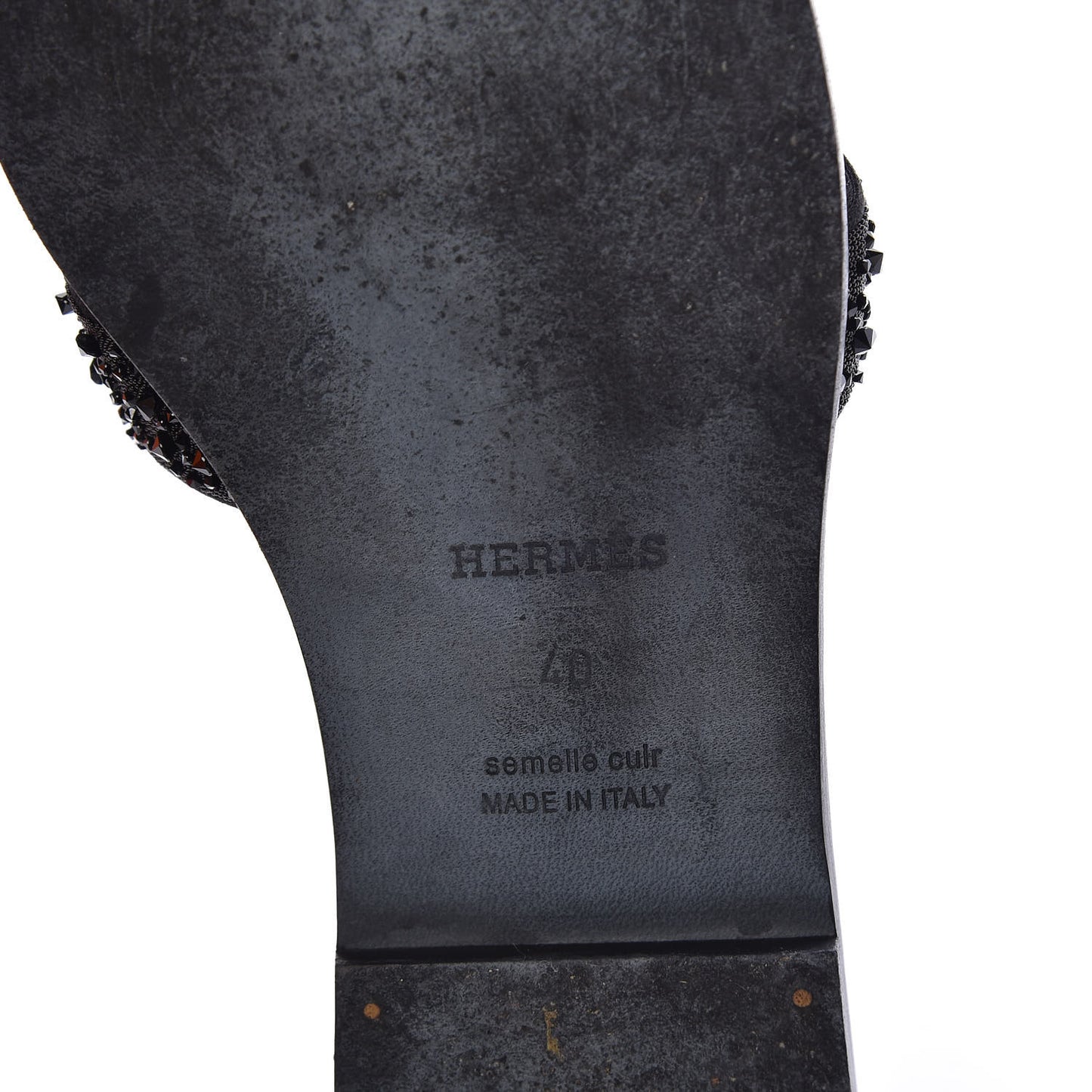 Calfskin Studded Oran Sandals 40 Black