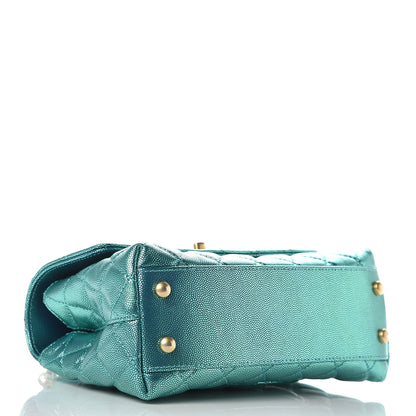 Chanel Metallic Caviar Quilted Mini Coco Handle Flap Blue 4 of 10