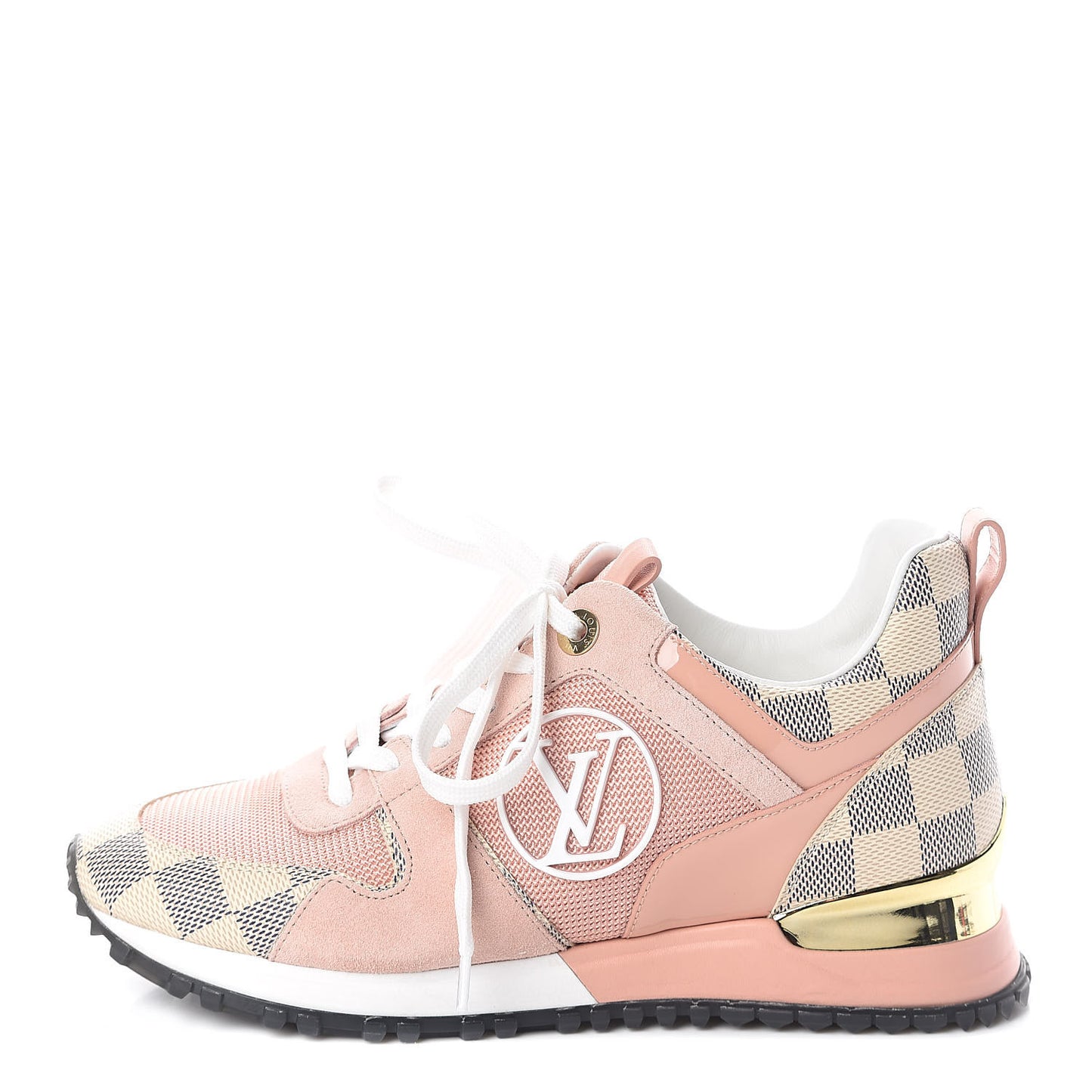 Suede Damier Azur Run Away Sneakers 35 Pink
