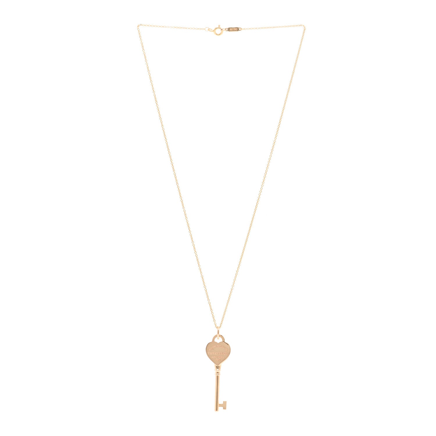 Tiffany 18K Rose Gold Return To Tiffany Heart Key Pendant Necklace 3 of 5