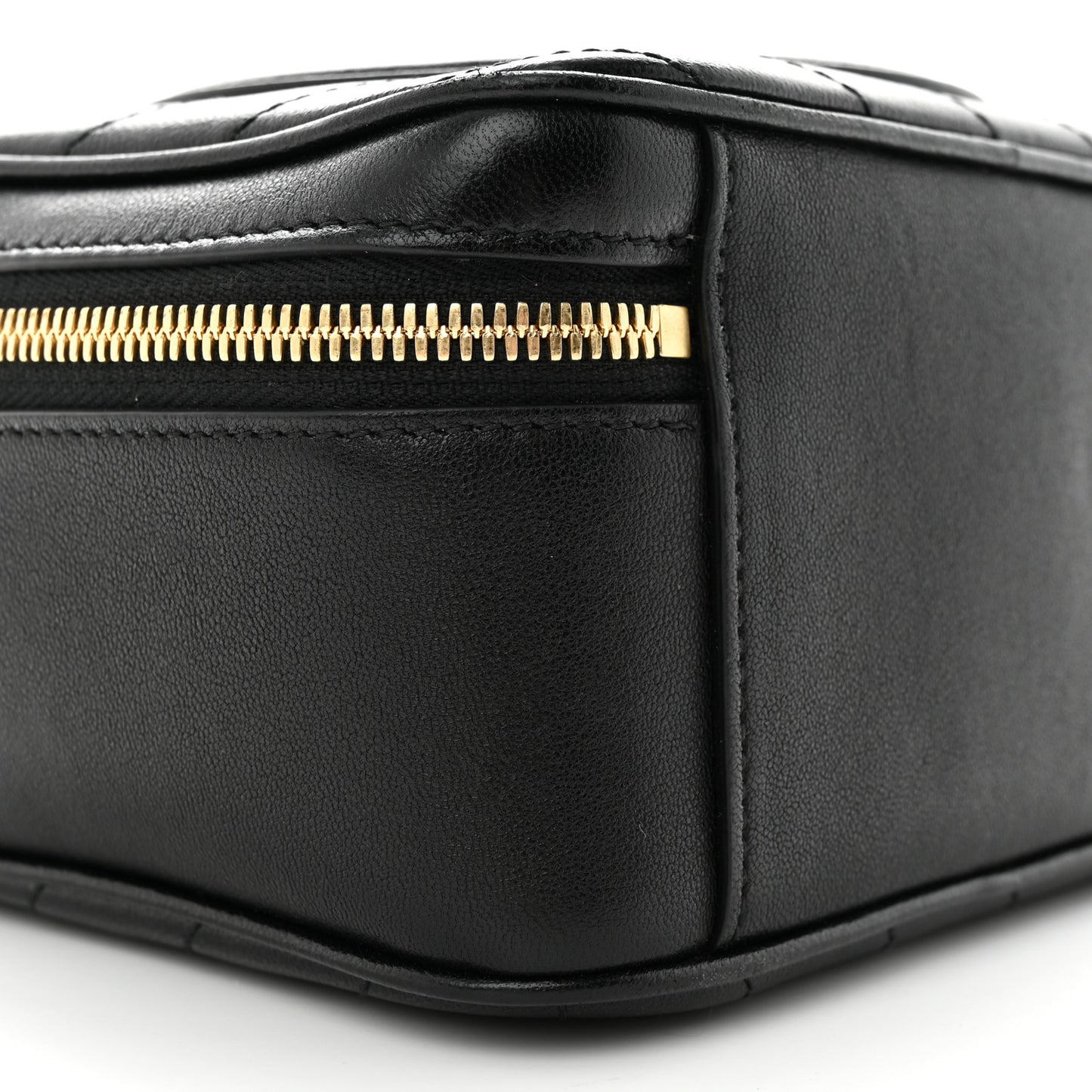 Sakai Be Green Calfskin Diagonal Stitched Blondie Top Handle Bag Black