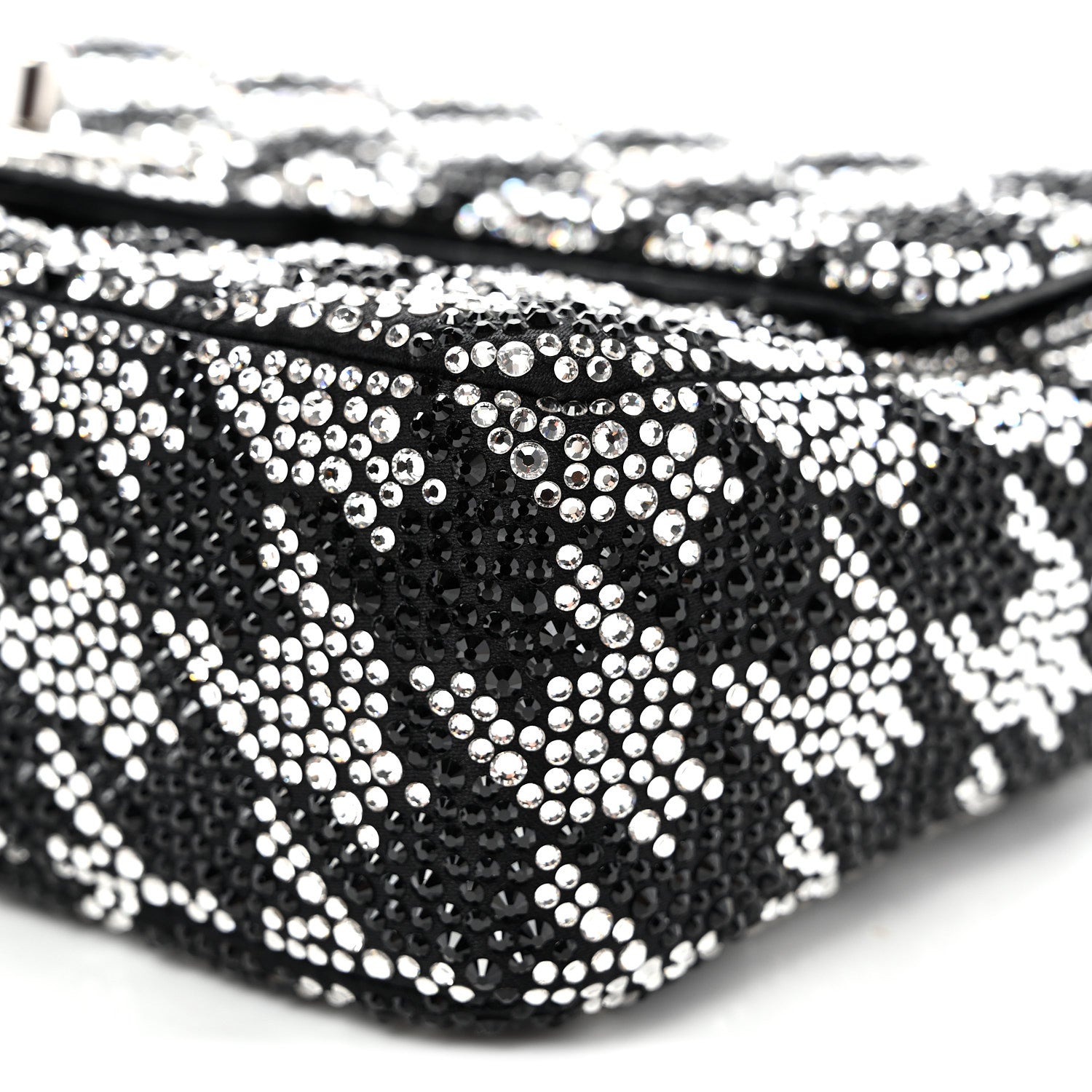 Chanel Satin Crystal Diamante Houndstooth Small Flap Black 10 of 11