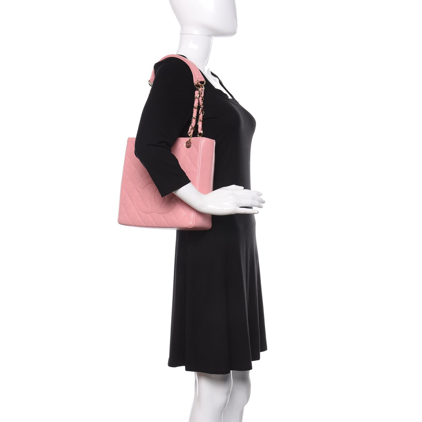 Caviar Quilted Petit Shopping Tote PST Pink