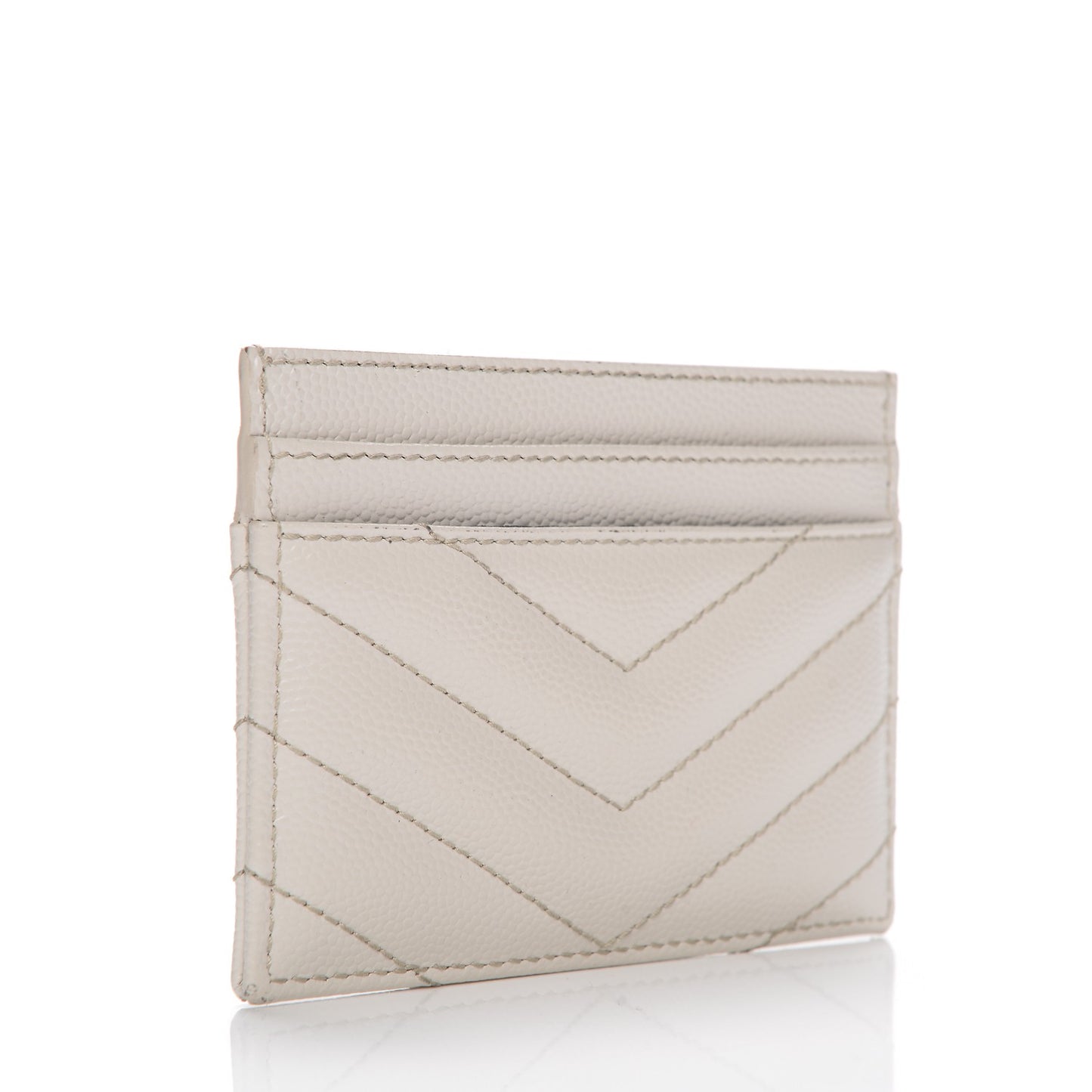 Grain De Poudre Matelasse Chevron Card Case Icy White