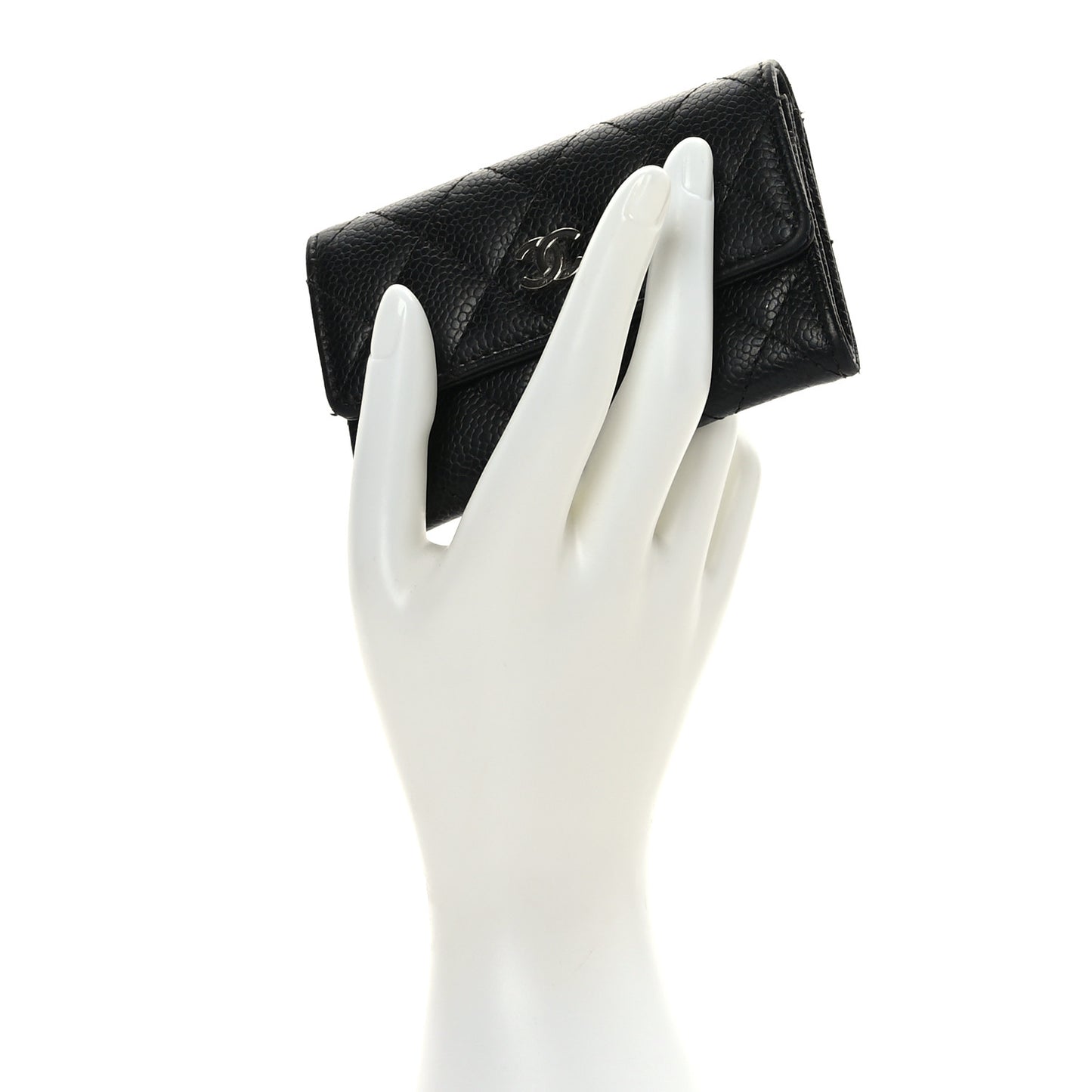 Caviar Quilted Flap Card Holder Black