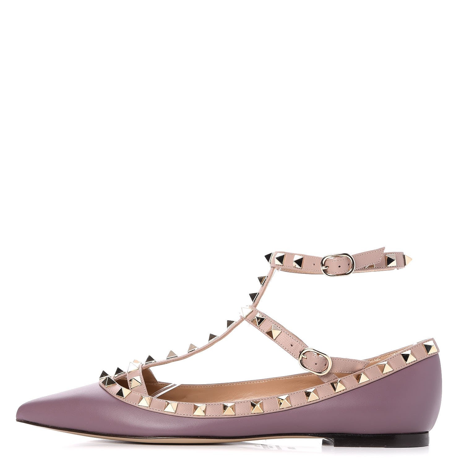 Valentino Garavani Nappa Rockstud Cage Ballerina Flats 38.5 Dark Mauve Poudre 1 of 8