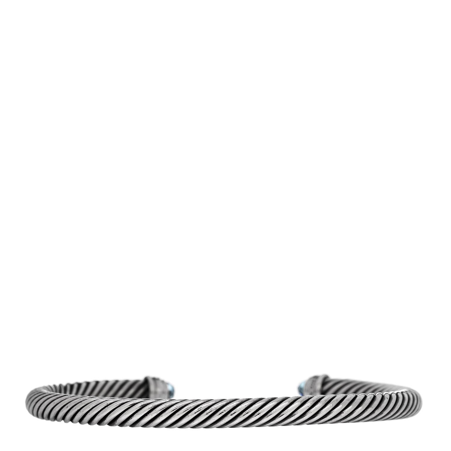 David Yurman Sterling Silver Diamond Blue Topaz 5mm Cable Classics Bracelet 2 of 4