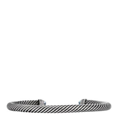 David Yurman Sterling Silver Diamond Blue Topaz 5mm Cable Classics Bracelet 2 of 4