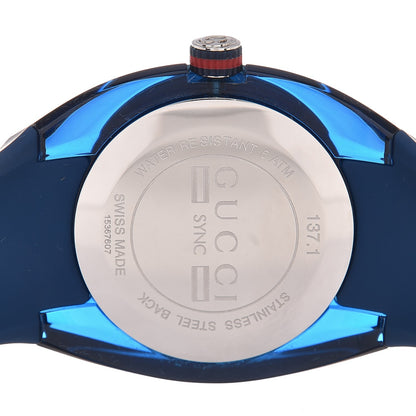 Gucci Stainless Steel Rubber 46mm Sync Web Quartz Watch Blue 5 of 7
