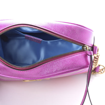 Gucci Laminated Nappa Matelasse Small GG Marmont Chain Shoulder Bag Fuxia Rosso Rosa 5 of 9
