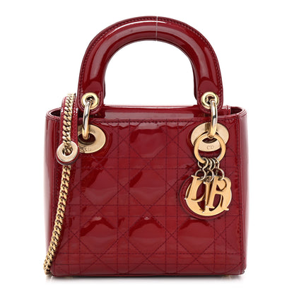 Christian Dior Patent Cannage Mini Lady Dior Red 1 of 15