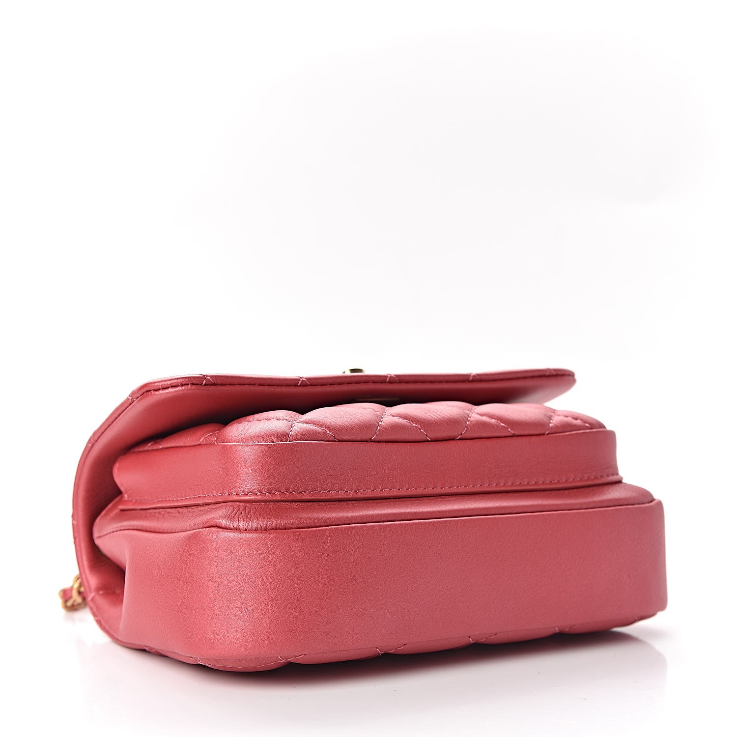 Chanel Metallic Calfskin Quilted Handle Flap Bag Dark Pink 8 of 11