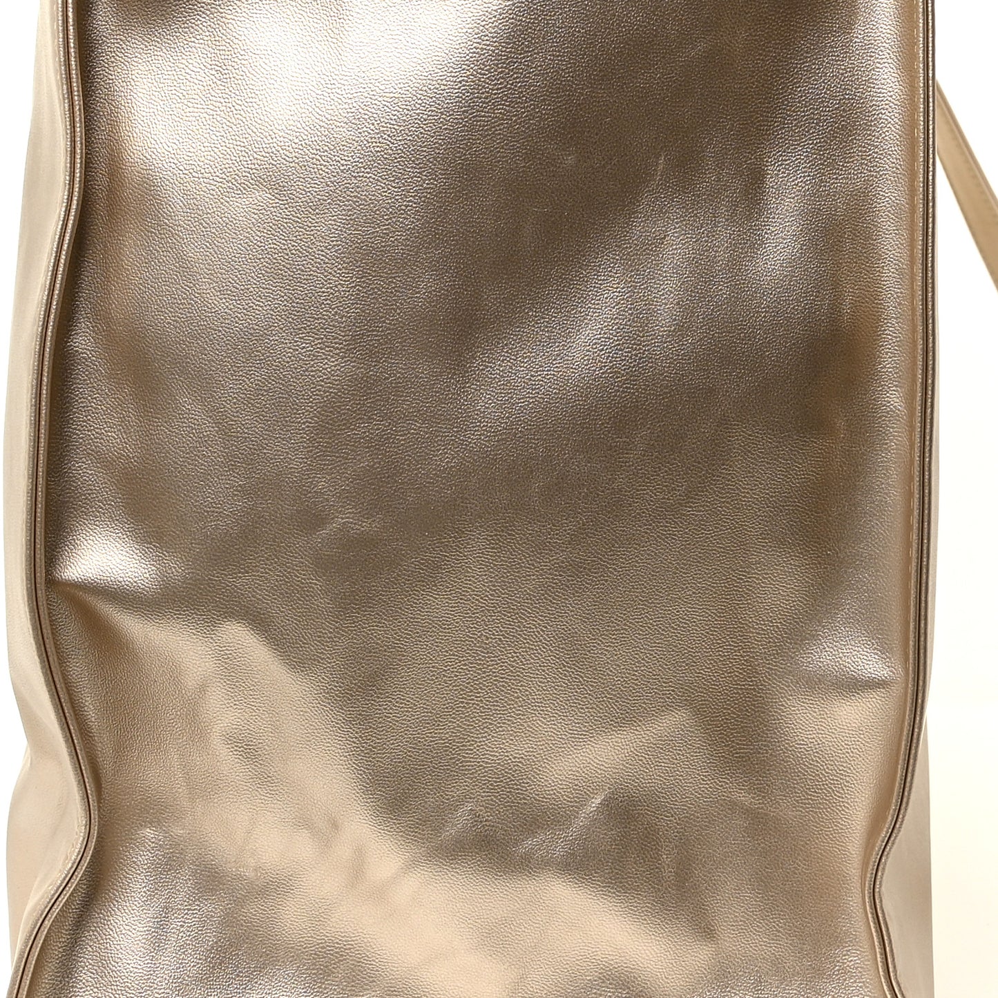 Metallic Vegan Leather Large Shopping Bag Gold