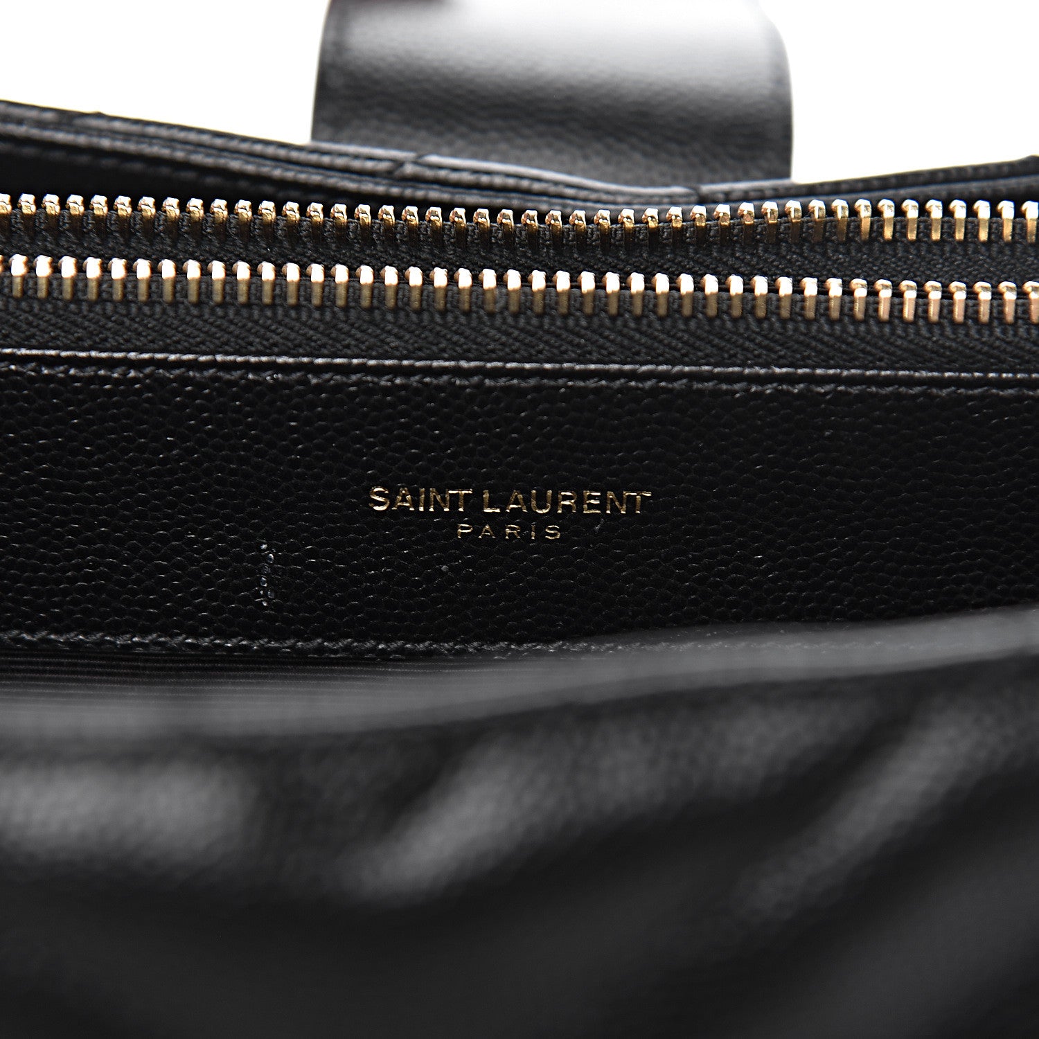 Saint Laurent Grain De Poudre Matelasse Chevron Monogram Shopping Bag Black 6 of 12
