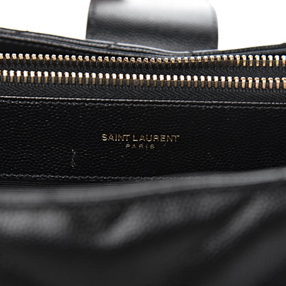 Saint Laurent Grain De Poudre Matelasse Chevron Monogram Shopping Bag Black 6 of 12