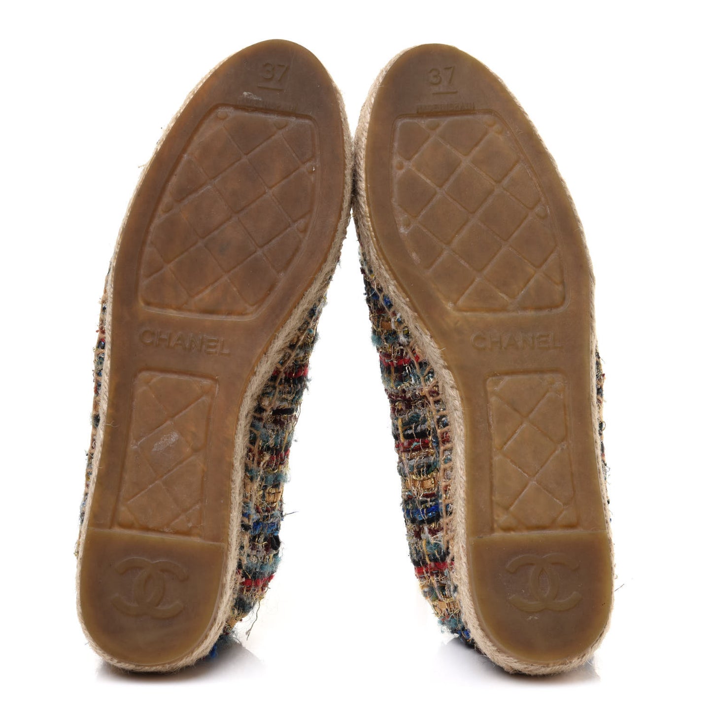 Tweed Grosgrain CC Espadrilles 37 Multicolor
