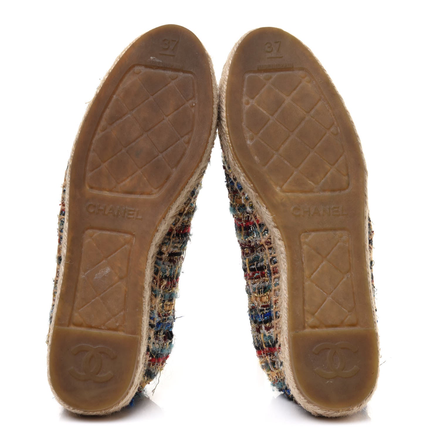 Chanel Tweed Grosgrain CC Espadrilles 37 Multicolor 6 of 15
