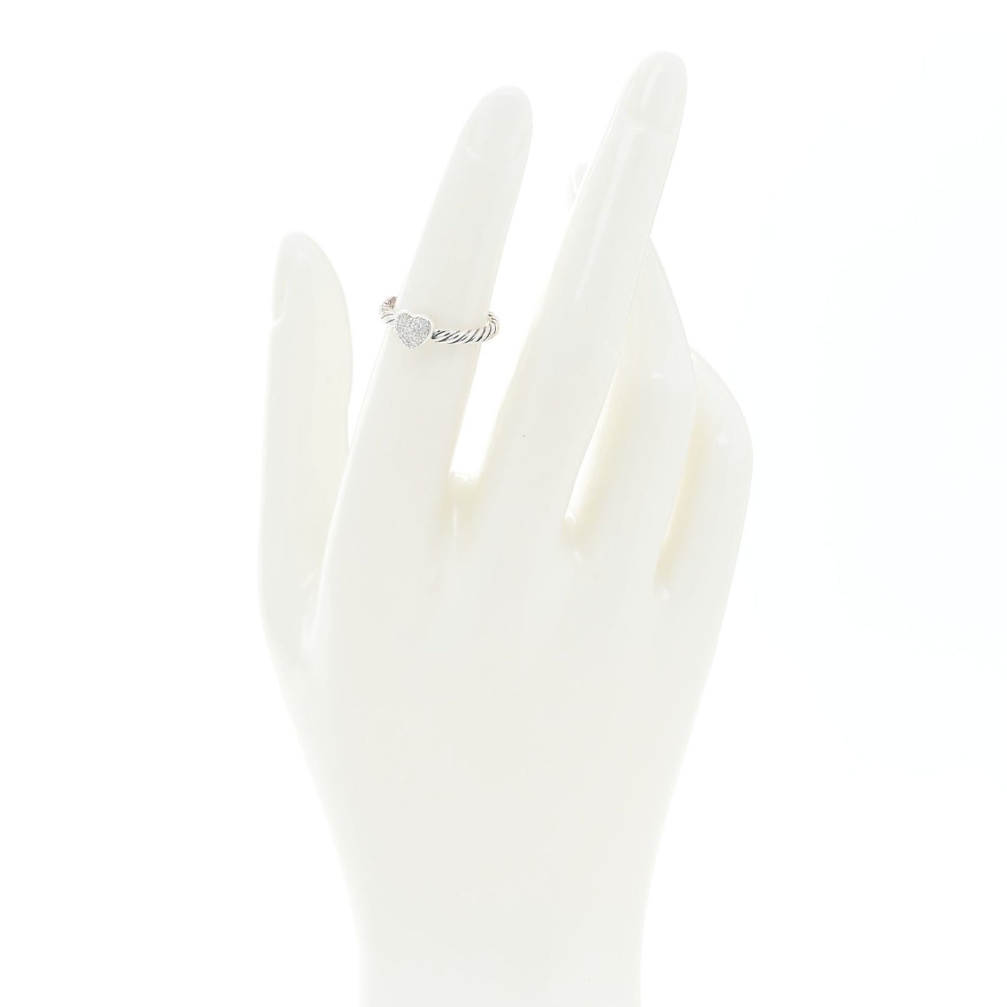 Sterling Silver Diamond Cable Classics Heart Ring 48 4.5