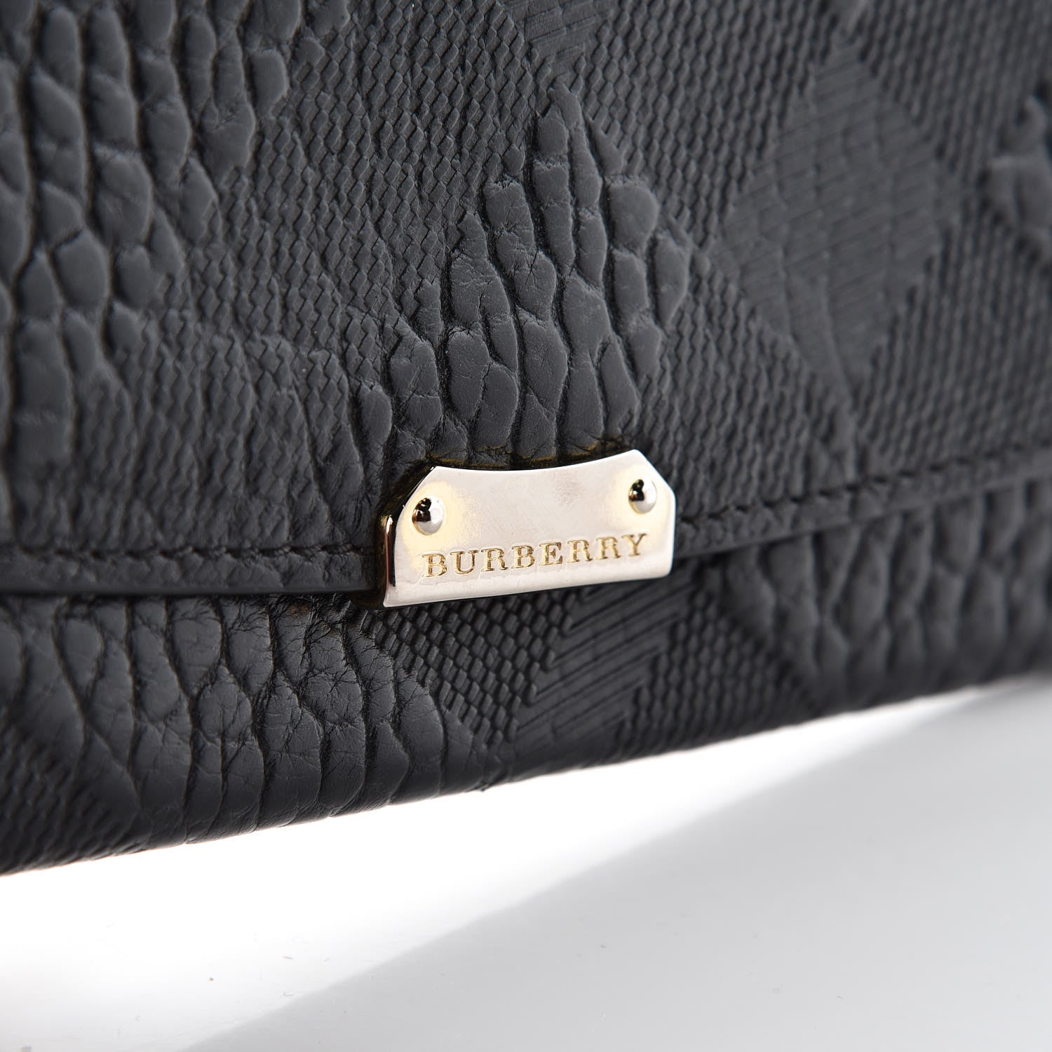 Burberry Signature Grain Calfskin Check Embossed Porter Continental Wallet Black 9 of 9