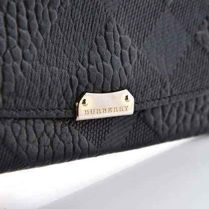 Burberry Signature Grain Calfskin Check Embossed Porter Continental Wallet Black 9 of 9
