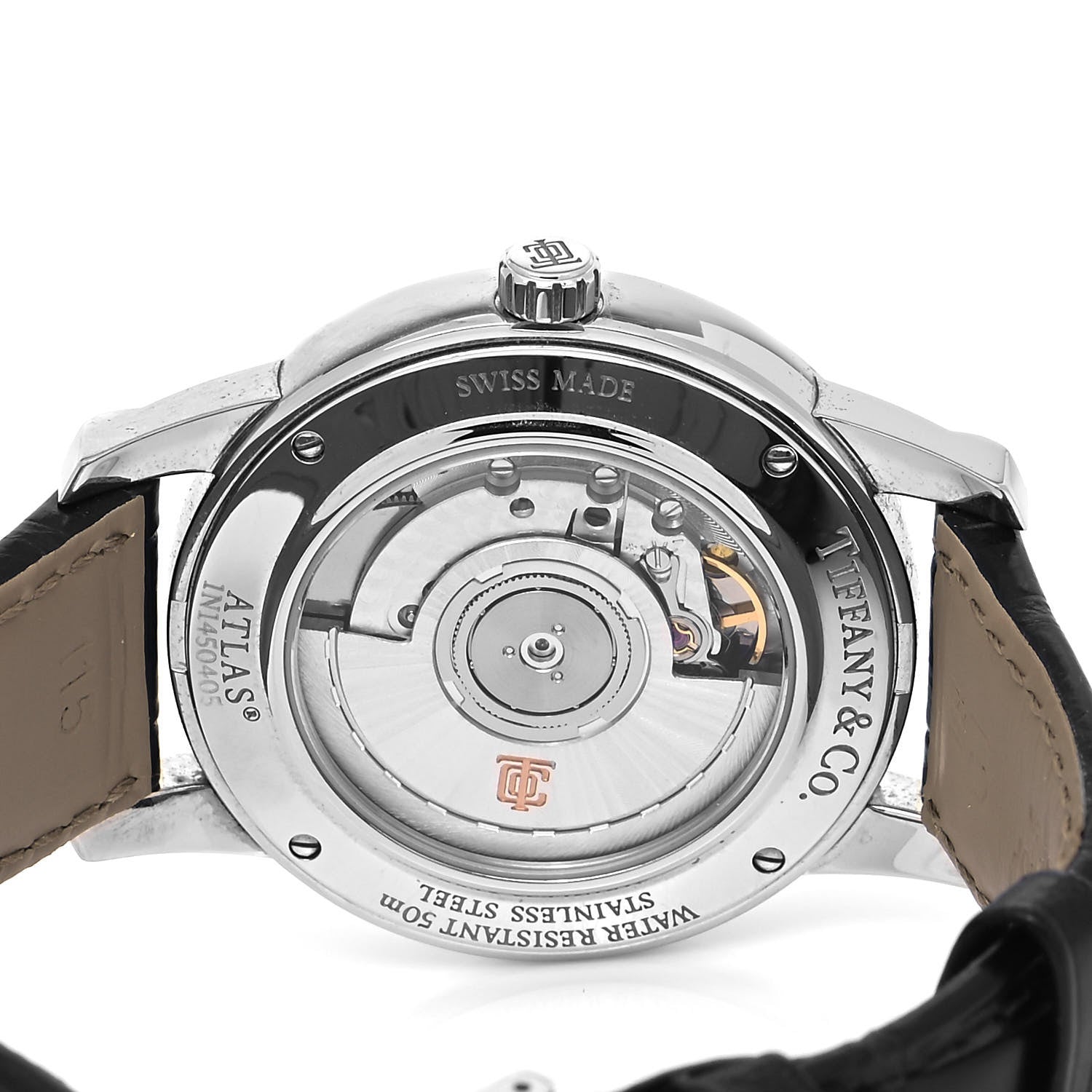 Tiffany Stainless Steel Alligator 37mm Atlas 3-Hand Automatic Watch 4 of 4