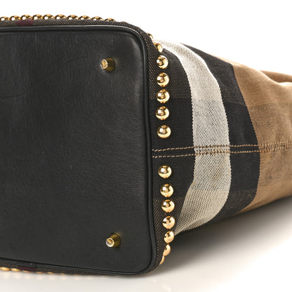 Burberry Canvas Mega Check Studded Medium Ashby Bucket Bag Black 8 of 10
