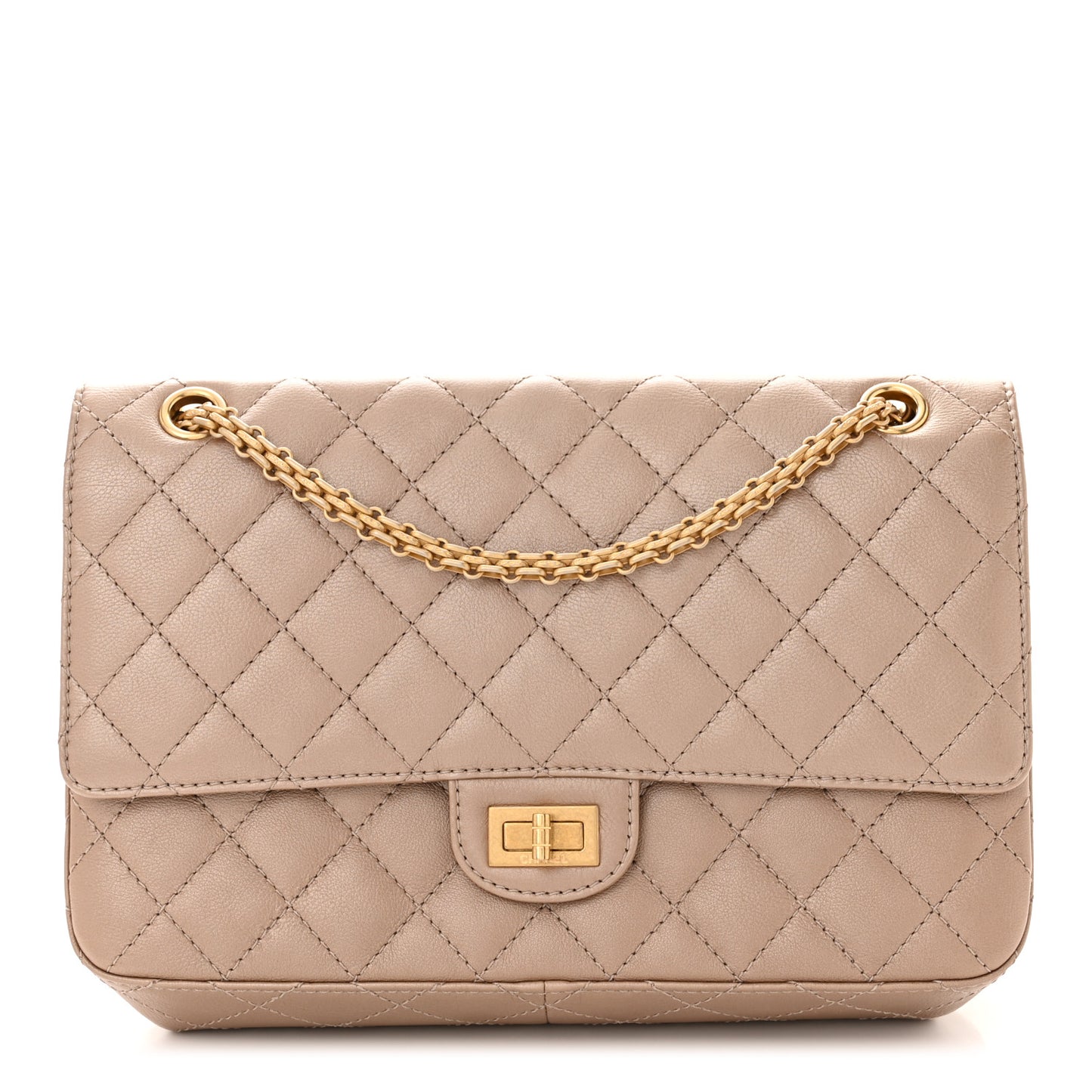 Metallic Calfskin Quilted 2.55 Reissue 226 Flap Dark Gold