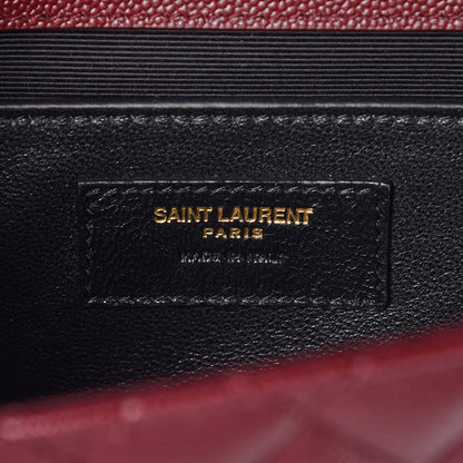 Saint Laurent Grain De Poudre Textured Mixed Matelasse Medium Triquilt Monogram Satchel Rouge Legion 6 of 7