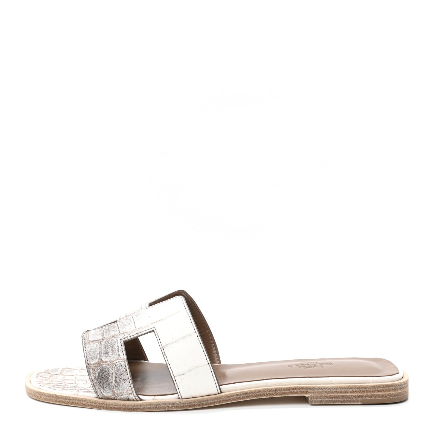 Matte Niloticus Crocodile Himalaya Oran Sandals 38 Blanc
