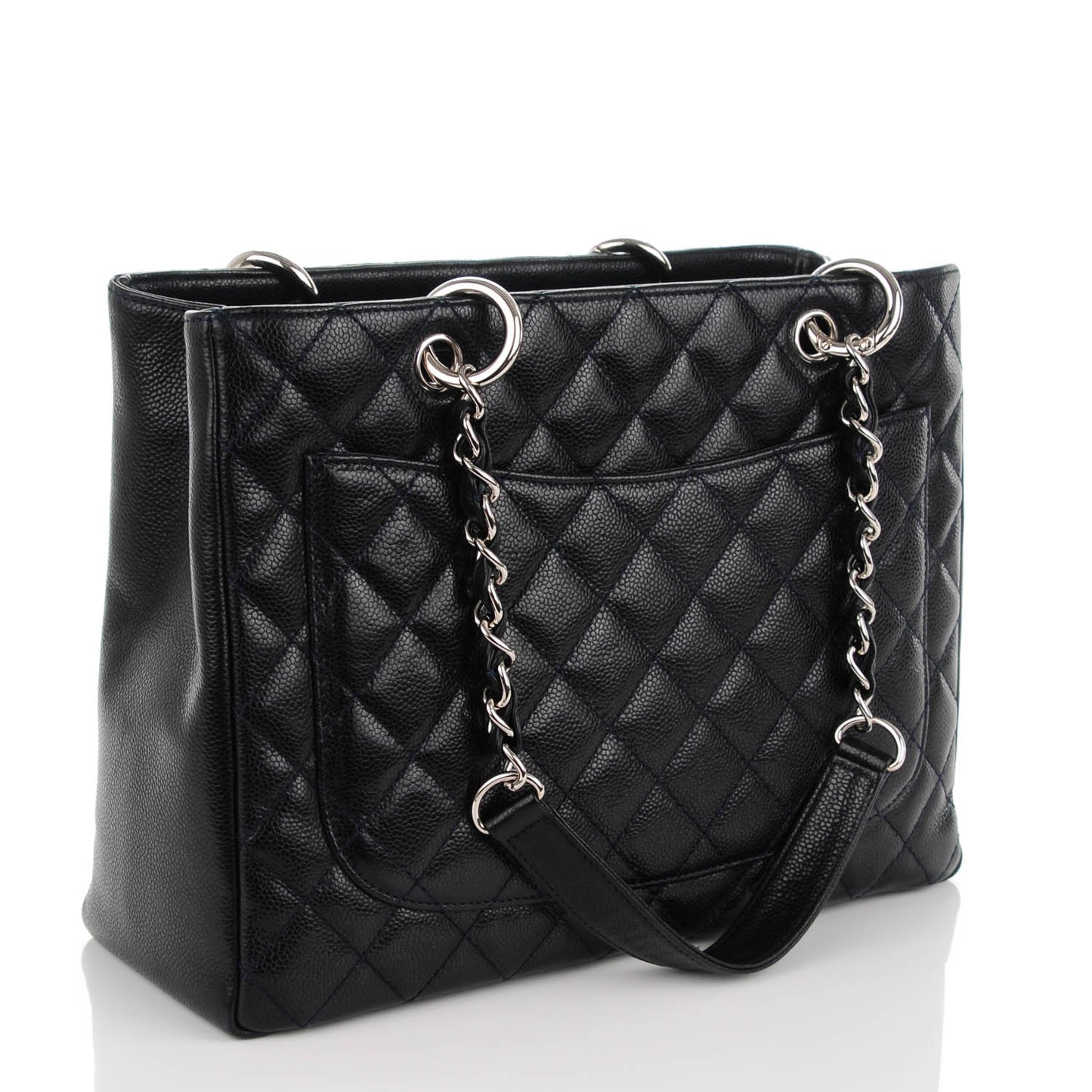 Caviar Quilted Grand Shopping Tote GST Dark Navy Blue