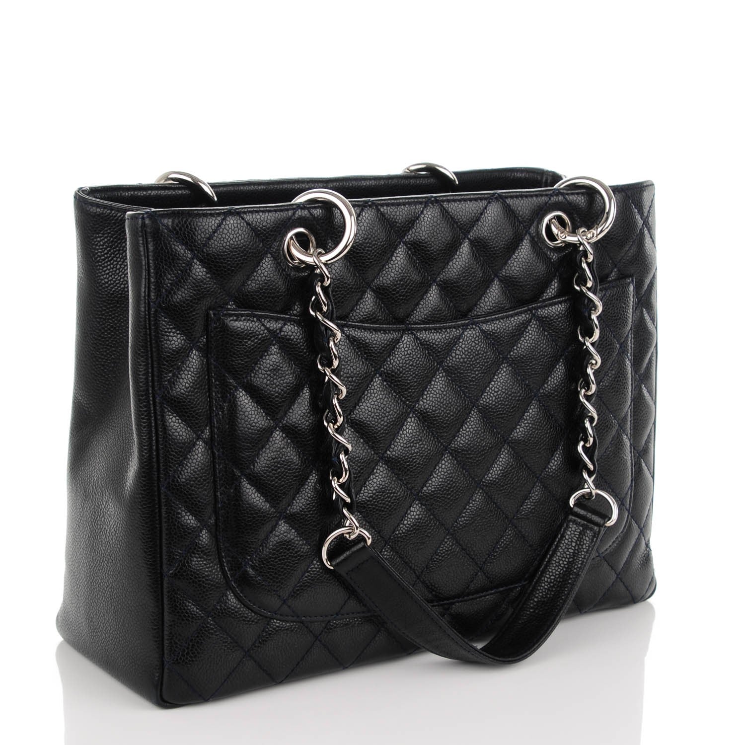 Chanel Caviar Quilted Grand Shopping Tote GST Dark Navy Blue 3 of 7