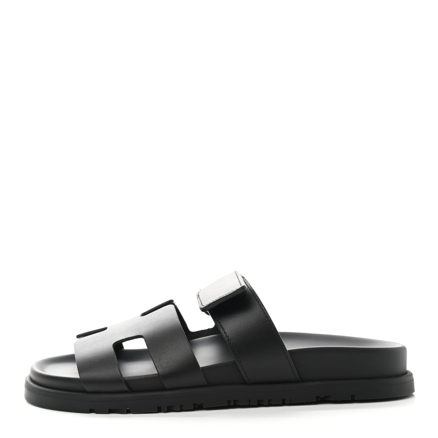 Hermes Calfskin Womens Chypre Sandals 35.5 Black 1 of 9