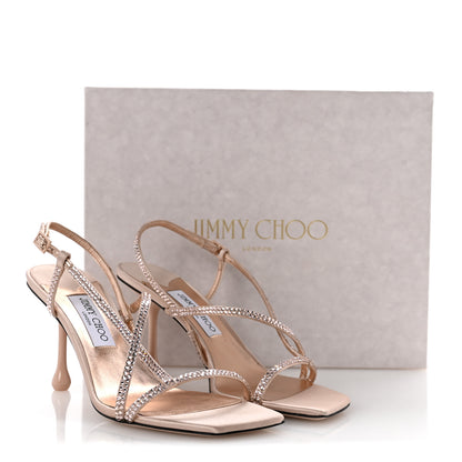 Jimmy Choo Satin Crystal Etana 80 Sandals 39.5 Macaron 11 of 11