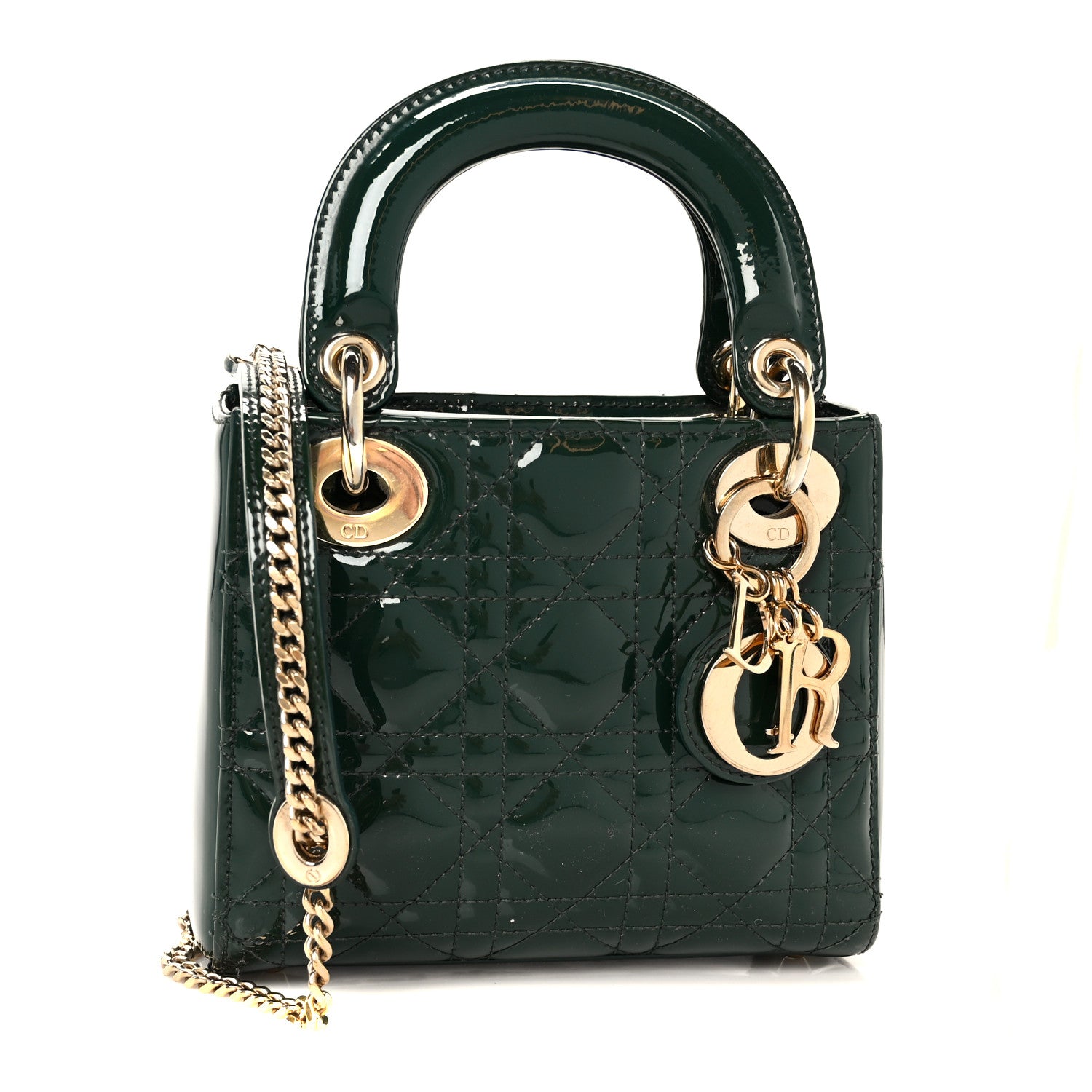 Christian Dior Patent Cannage Mini Lady Dior Pine Green 1 of 10